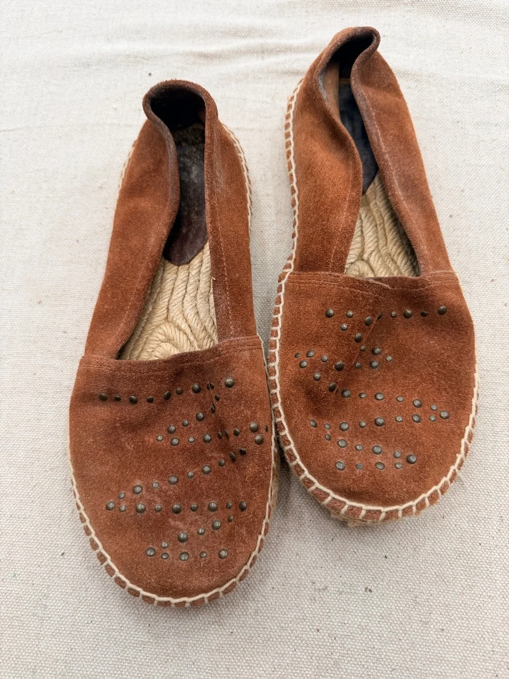 Nine West Studded Suede Brown Espadrille Flats - Women